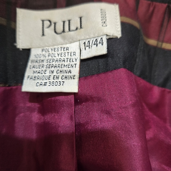 PULI Purple And Black Plaid Lightweight Belted Jacket. Size 14 - Picture 10 of 12
